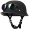 Beyswage Mezzo Elmetto da Moto Vintage Caschi Cromwell, Casco a Scodella con Occhiali Antivento, ECE/DOT Omologato, Nero, per Uomo e Donna Biker Cruiser Scooter Touring