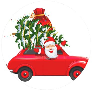 Kühlschrankmagnete, Motiv: Weihnachtsmann im Auto, lustig, rund, starke Haftung, verschönern Sie Ihren Küchencharme