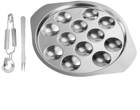 YUANGANG Ensemble Empilable en Acier Inoxydable pour Escargots et Huîtres, Comprend Pince et Fourchette Parfait pour les Cuisines de Haute Gamme et Fruits de Mer 22.2 * 18.4cm