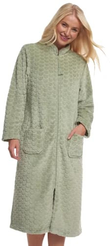 Suzy & Me Vestaglia da donna in morbido pile con cerniera frontale, Salvia, 28-30