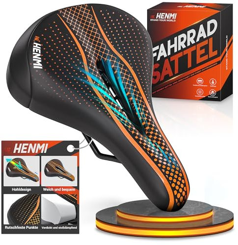 HENMI Fahrradsattel Herren Damen Weicher, Komfortabel Atmungsaktiv Stoßdämpfend Ergonomisch Fahrrad Sattel für Mountainbike MTB Trekking E-Bike Rennrad Fahrradsitz (3.0 Sitzkissen-Punkt-Muster)