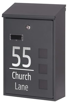 Housics Personalised Letter Box Wall Mounted Waterproof | Removable Mailbox with Keyhole | Front Door Letterbox with Keys, Postbox Design Black (Design 01)