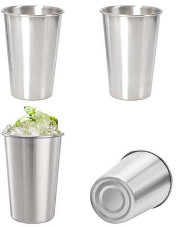 saijer Edelstahl Shot Gläser, 4 Stück Edelstahlbecher Klein Edelstahl Becher Set Tragbar Flachmann Becher Schnapsgläser Metallbecher Stapelbare Trinkbecher Schnapsbecher für Camping Picknick (180ml)