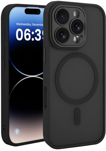 Designed for iPhone 16 Pro Case,Compatible with MagSafe Military-Grade Protection[Full Camera Protection],Matte Shockproof with Anti-Fingerprint Phone Case,Black