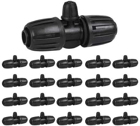 Lot de 20 Lock Connecteurs en T Barbelés, 16mm à 4/7 connecteur Universel Serrure de Tuyau connecteur en t barbelé pour connecteurs d'irrigation de Jardin Tuyau PE