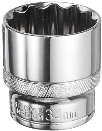 sourcing map 12-Point Socket 1/2 Drive 34mm Deep 45# Steel Metric Shallow Drive Sockets Polishing Chromed Square Sockets Mechanic Hand Tool for Car Repair Mechanical Maintenance Home Use