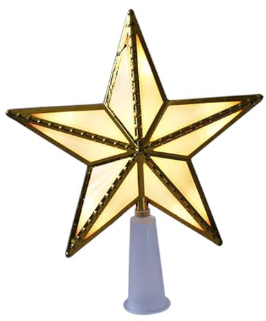 PRETYZOOM Glühender Weihnachtsbaumspitzen Stern Mit Led Beleuchtung Goldener Fünfzackiger Tannenbaumspitzenschmuck Einfache Montage Festliche Weihnachtsbaumdeko Für Party Und Zuhause