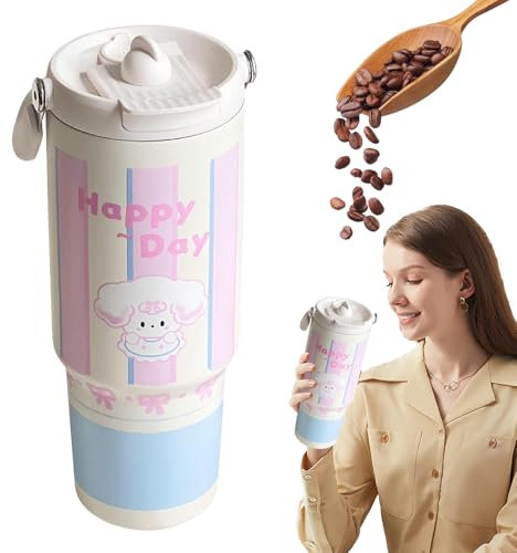 Bouteille d'eau isolée avec paille, bouteille d'eau en acier inoxydable avec paille,Bouteille d'eau inoxydable | Thermique tasse thermale résistante aux fuites réutilisable avec poignée, design d