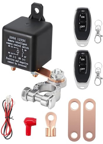 ZHITING Coupe-Batterie de Voiture 12V 24V CC avec Télécommande, 200A Coupe-Batteries Principal, avec 1 Pince de Batterie, pour Camion, Moto, Bateau, Camping-Car, Yacht