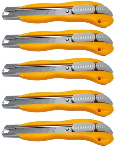 Vinyl Knife, Box Cutters, Anti-slip Handle, Automatic Locking Function, for Opening Boxes, Wallpaper, Corrugated Paper, Film(Yellow,5)