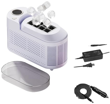 vreplrse Tragbarer Mini Eisbereiter, 8 Würfel in 10-15 Minuten, kleiner 12V Tisch Eisbereiter mit AC/DC Adapter für Zuhause, Auto und Reisen (Lila)