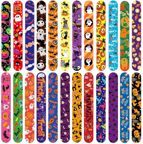 Viicoor Halloween Slap Bracelets for Kids 24PCS Slap Bands Party Gadget Fillers Favors