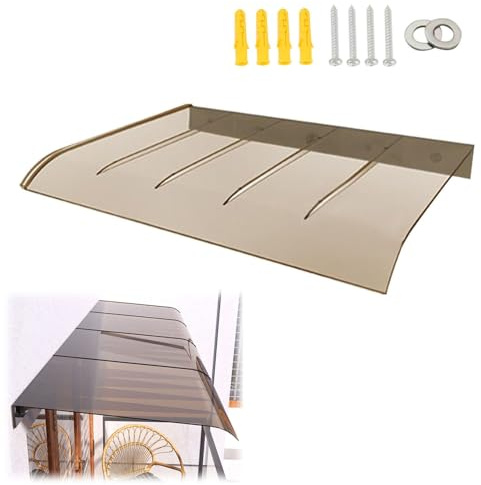 Carport-Markise aus Polycarbonat für Tür, UV- und regenbeständig, 45 x 80 cm, erhältlich in 40.300 cm Größen, Braun, robuster Schutz für den Außenbereich