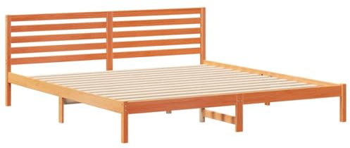 vidaXL Bettgestell Wachsbraun 200 x 220 cm Massivholz Kiefer, Moderner Kiefernholz Plattformbett, Stabiler Rahmen für Matratze, minimalistisches Design, modernes Schlafzimmermöbel