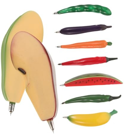 HAPINARY 9 Stück Teiliges Kugelschreiber Gemüse und Früchteform Ergonomisch Glatte Tragbar für Schule Büro Party Schreibwaren
