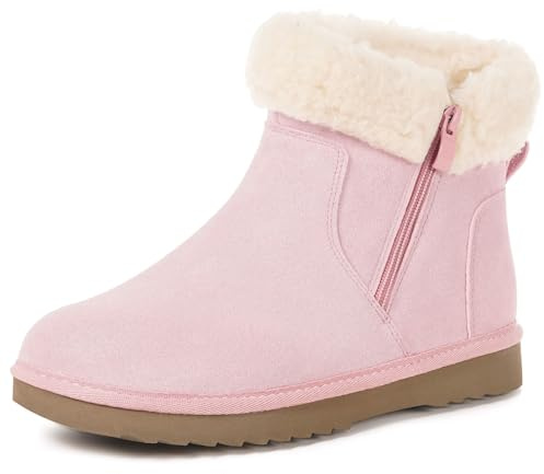 Hsyooes Bottes de Neige pour Femmes Botte de Hiver Imperméabl Chaussures Peluche Fourrés Bottines Suède Cuir Antidérapant