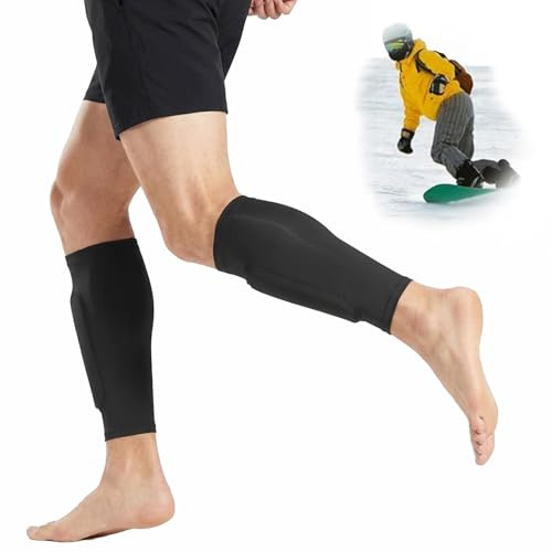 SkiGuard Pro Socks für Kinder Herren Damen, Ski Guard Shindefender Shin Guards für Fussball, Ski, Sportbedarf, Atmungsaktive & rutschfest (Schwarz, M)