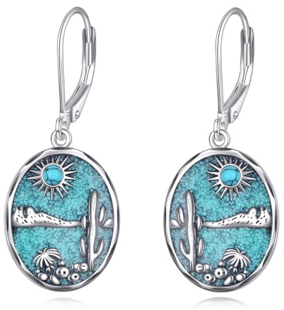 YAFEINI Horse/Flower Of Life/Butterfly/Dove/Phoenix/Hummingbird/Cactus/Peace Sign/Mushroom/Dragonfly Earrings Sterling Silver Turquoise/Opal Earrings Animal Jewelry Gifts For Women