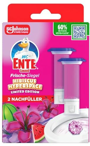 WC-Ente Frische-Siegel Nachfüller, körbchenloser WC-Reiniger, WC Duft, Hibiscus Hyperspace, 2 Nachfüller (2 Stück)