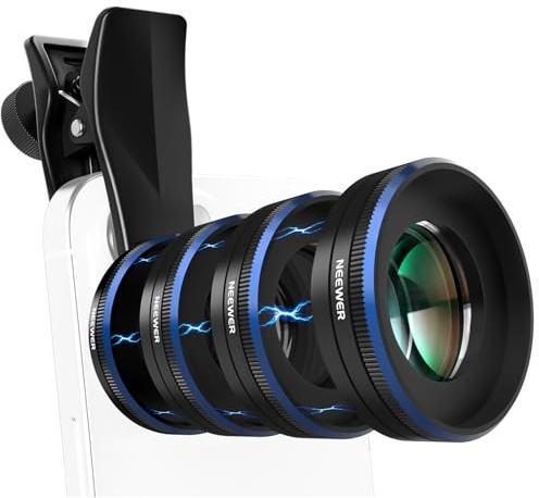 NEEWER Phone Macro Lens Kit, 4 Pcs Stackable Magnetic Closeup Lens Attachment Set with 17mm Threaded Clamp, Clip On Photography Accessories Compatible with iPhone Android Samsung, LS-87