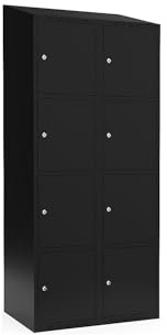 kaiserkraft | 4er-Schließfachschrank Fydor | 2 Abteile | Schwarz | B 800 mm | schräge Dachform | Zylinderschloss