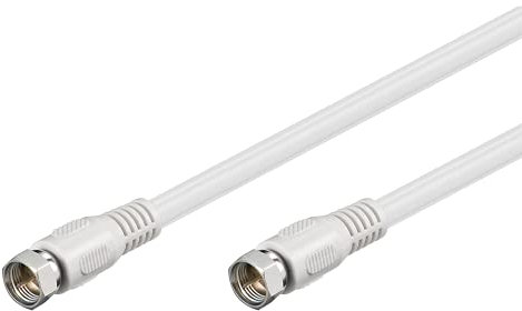 Goobay 50741 Cavetto F per Antenna Satellitare SAT (80 dB), Schermatura Doppia, Bianco, 10 m Lunghezza del Cavo
