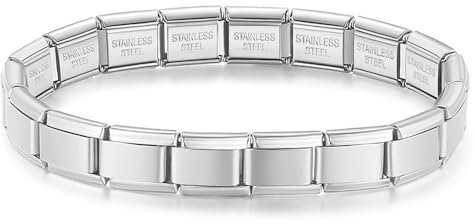 Quiges - 9mm Italian Style Modul Armband Edelstahl Matt Komplett für Italienische Charm Module