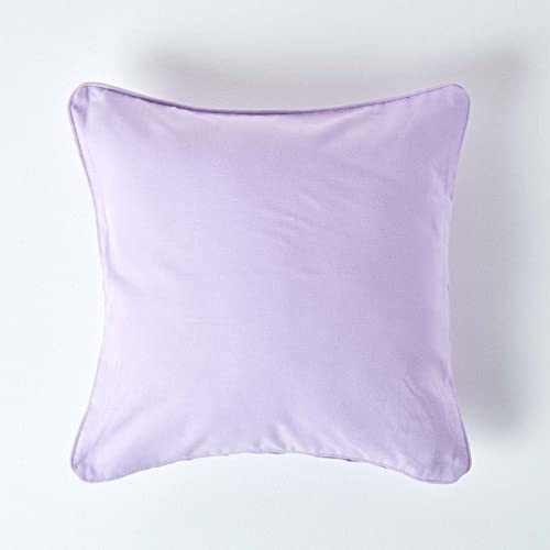 HOMESCAPES - 100% Cotton Plain Mauve Cushion Cover - 30 x 30 cm Square - 12 x 12 Inches - Mauve Purple - Sofa Cushion Pillow Cover - Washable