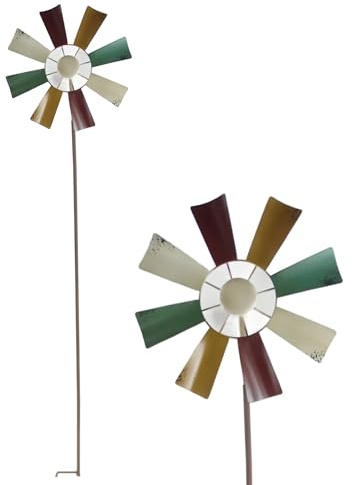 Alpine Corporation 52 Outdoor Metal Windmill Spinner Stake Yard Decoration, Multicolor