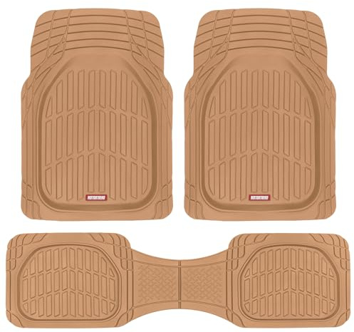 Motor Trend 923-BG beige FlexTough Contour Liner - Deep Dish Heavy Duty Gummi Fußmatten für Auto SUV LKW & Van - Allwetterschutz Universal Trim to Fit (Hellbraun)