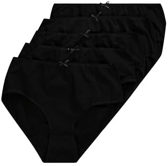 Ulla Popken Damen Slips, 5er-pack Taillenslip, Schwarz, 54-56 EU