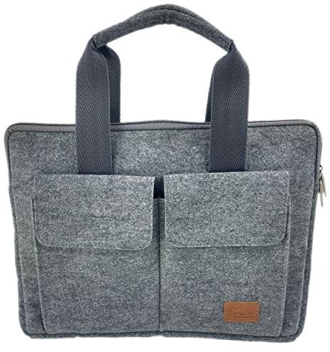 Venetto Handtasche 15,6 Zoll Laptop Tasche Sleeve Hülle Ultrabook Notebook 15.6 Filztasche Schutzhülle 15 für Acer Aspire, Asus, Hewlett-Packard HP, MSI, Medion, Lenovo Microsoft (Grau)