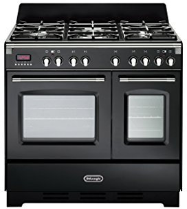 De Longhi MEM 965T NN ED - Cocina de gas con 5 fuegos y 2 hornos eléctricos ventilados, 90 x 60 cm, color antracita, línea Mastercook