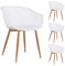 IDIMEX Lot de 4 chaises Madeira Style scandinave pour Salle à Manger ou Cuisine au Design Retro avec accoudoirs, Coque en Plastique Blanc et 4 Pieds en métal décor Bois