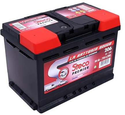 Batterie 12V 80Ah 750A 278x175x190 Gamme Rouge STECO PREMIER STECOPOWER - 206