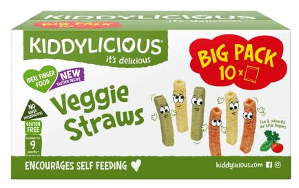 Kiddylicious Veggie Straws Box - Delicious Snacks for Kids - Suitable for 9+ Months - 10 Packs