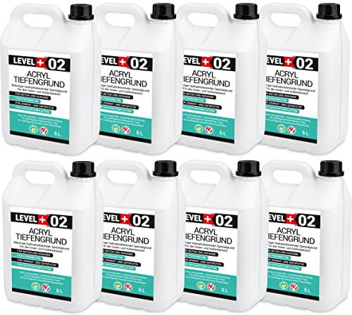 LEVEL PLUS 02 Tiefengrund 40 L Acrylbasis Tiefgrund Grundierung Innen | Aussen Verfärbungsfrei Verarbeitungsfertig Tiefeindringend Haftvermittler