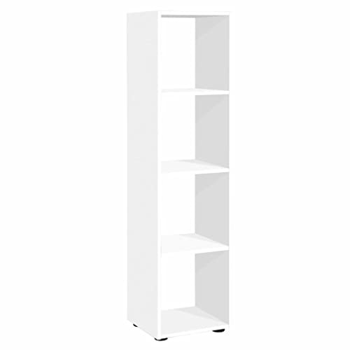 FMD Möbel, 248-004E Mega 4 Bücherregal/ Raumteiler/ Ordnerregal mit 4 Fächern stehend oder liegend, Weiß, Maße 36.5 x 140.5 x 33.0 cm (BHT)