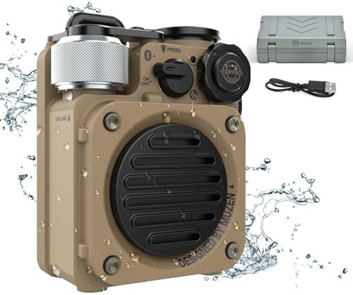 Muzen Wild Mini Bluetooth Lautsprecher Klein, Tragbare Speaker Fahrrad Lautsprecher Robust, IPX5 Wasserdicht mit Taschenlampe, Musikbox mit Licht für Camping Outdoor Dusche, Geschenk für Papa männer