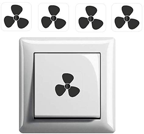 Generisch Pack of 4 fan symbol stickers, switch sticker (R75/5) T (15 x 15 mm).