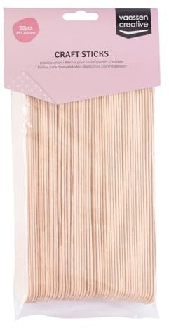 Vaessen Creative 21747-1 Eisstiele aus Holz, 50 Stück, 2,5 x 20 cm, Kreative 3D, Kunst und Kunsthandwerk für Kinder, Heimdekor und Mehr, Birkenholz, Natural birch, Piece