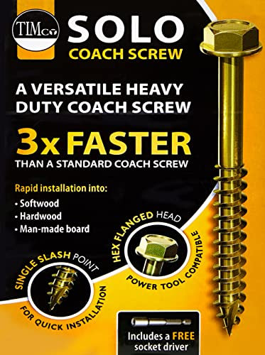 TIMCO Lot de 50 vis tire-fond avancées | Tête hexagonale | Pointe oblique | Jaune | 8,0 x 40 | 840SCSY