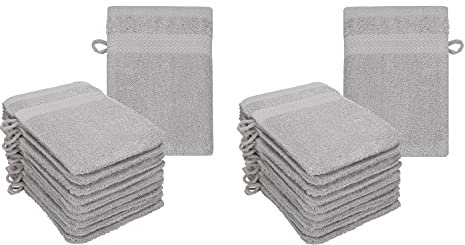 Betz Lot de 20 Gants de Toilette Premium Taille 16x21 cm 100% Coton Couleur Gris argenté