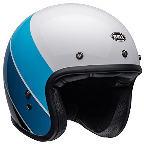BELL Custom 500 Open-Face Motorradhelm (Riff White/Blue - Small)