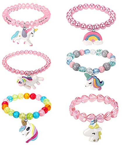 Maelovebunny Girls Unicorn Bracelets,Unicorn Girls Jewellery Bracelets Party Bag Stocking Filler, Friendship Bracelet Set, Toddler Bracelets (A)