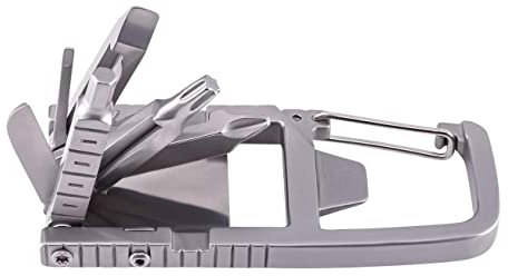 Herbertz Multi Tool, AISI 420 Stahl, rostfrei, 10 Funktionen Karabiner-Verschluss