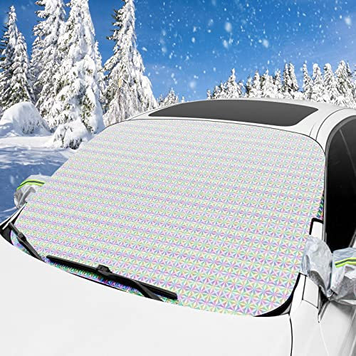 Mture Frontscheibenabdeckung Auto Winter, Faltbare Scheibenabdeckung Sonnenschutz Auto Frontscheibe und Autospiegel-Abdeckung, Eisschutzfolie für UV-Strahlung, Schnee, Frost und Staubschutz, 183x102cm