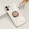 EYZUTAK Electroplated Magnetic Ring Holder Case, 360 Degree with Rotation Metal Finger Ring Holder Magnet Car Holder Soft Silicone Shockproof Cover for iPhone 12 6.1 inch - White