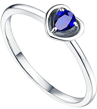 Lieson Verlobungsring Damen, Ring 18 Karat Gold Damen Herz mit Saphir 0.45ct Trauring Ring Weißgold Gr.56 (17.8)