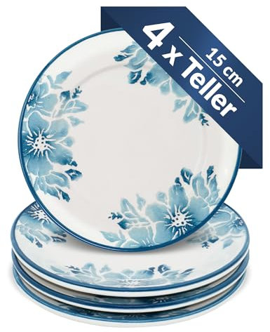 Lashuma 4 platos de cena, cerámica, 15 cm de diámetro, juego de platos redondos planos